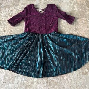 Dot Dot Smile Elegant Kids Dress in Burgundy and Teal Size 5/6 Fancy Collection